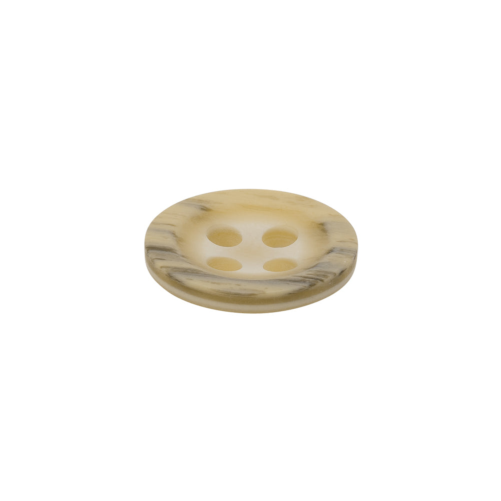 Plastic 4-Hole Button - 28L/18mm - Beige and Gray Striated - Folded Plastic 4-Hole Button - 28L/18mm - Beige and Gray Striated - Folded
