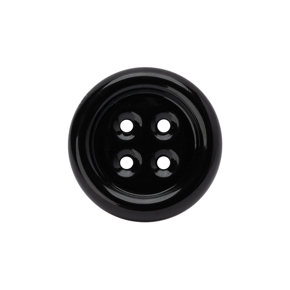 Metal 4-Hole Button - 36L/23mm - Black Enamel Coated Metal 4-Hole Button - 36L/23mm - Black Enamel Coated