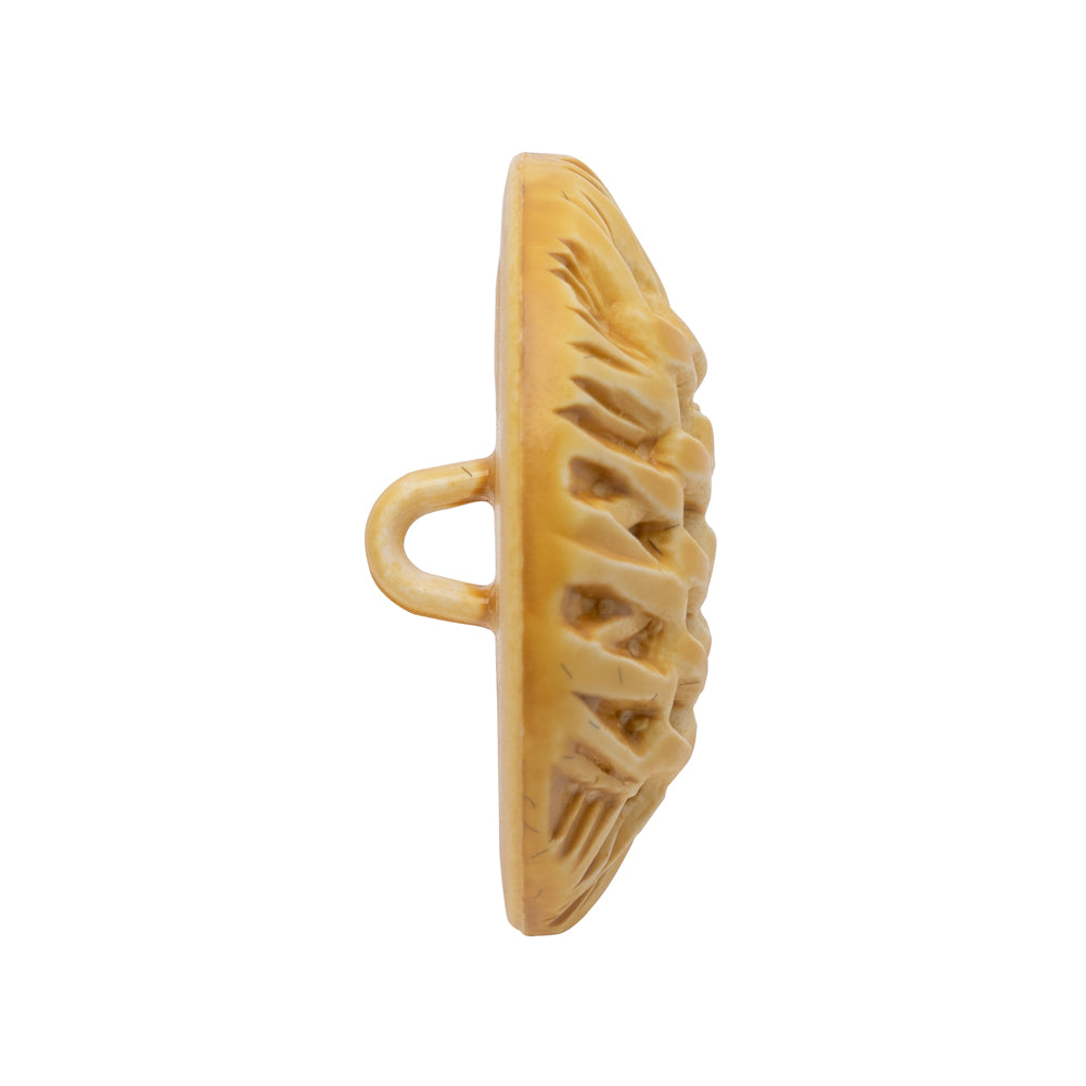 Plastic Shank Back Button - 44L/28mm - Mustard and Cream Basktweave - Folded Plastic Shank Back Button - 44L/28mm - Mustard and Cream Basktweave - Folded