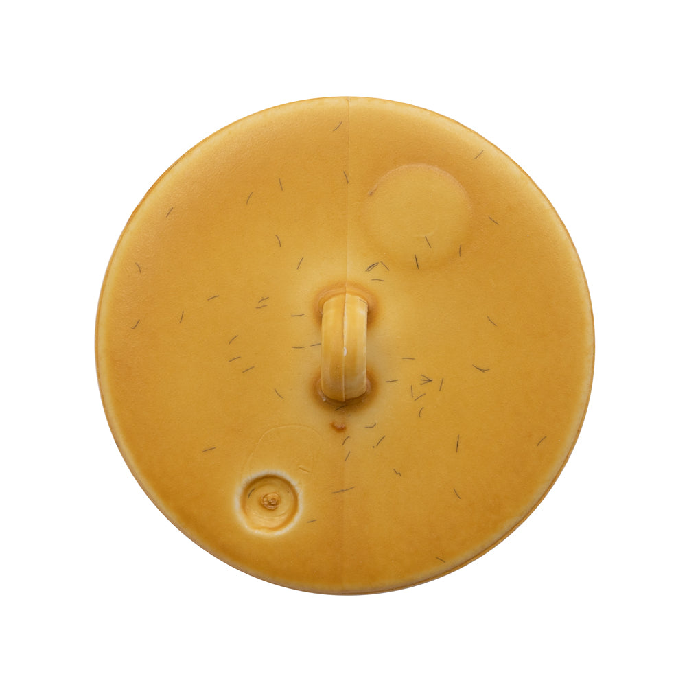 Plastic Shank Back Button - 44L/28mm - Mustard and Cream Basktweave - Detail Plastic Shank Back Button - 44L/28mm - Mustard and Cream Basktweave - Detail