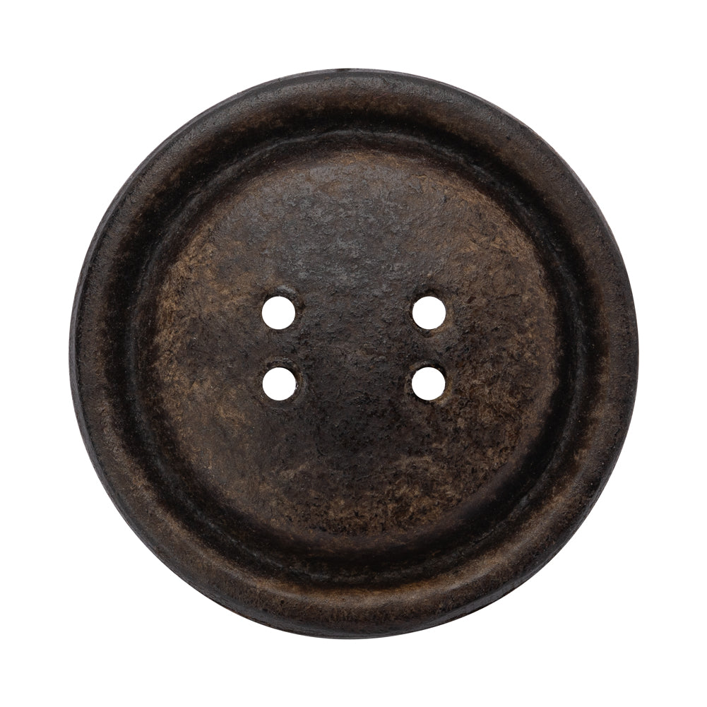 Leather 4-Hole Button - 54L/34mm - Dark Brown Dish Shaped Leather 4-Hole Button - 54L/34mm - Dark Brown Dish Shaped