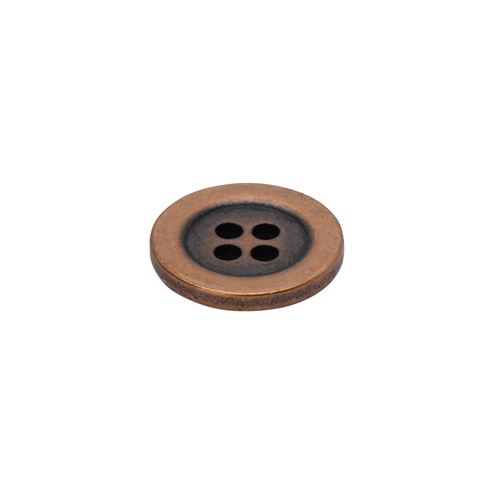 Metal 4-Hole Button - 24L/15mm - Copper - Folded Metal 4-Hole Button - 24L/15mm - Copper - Folded