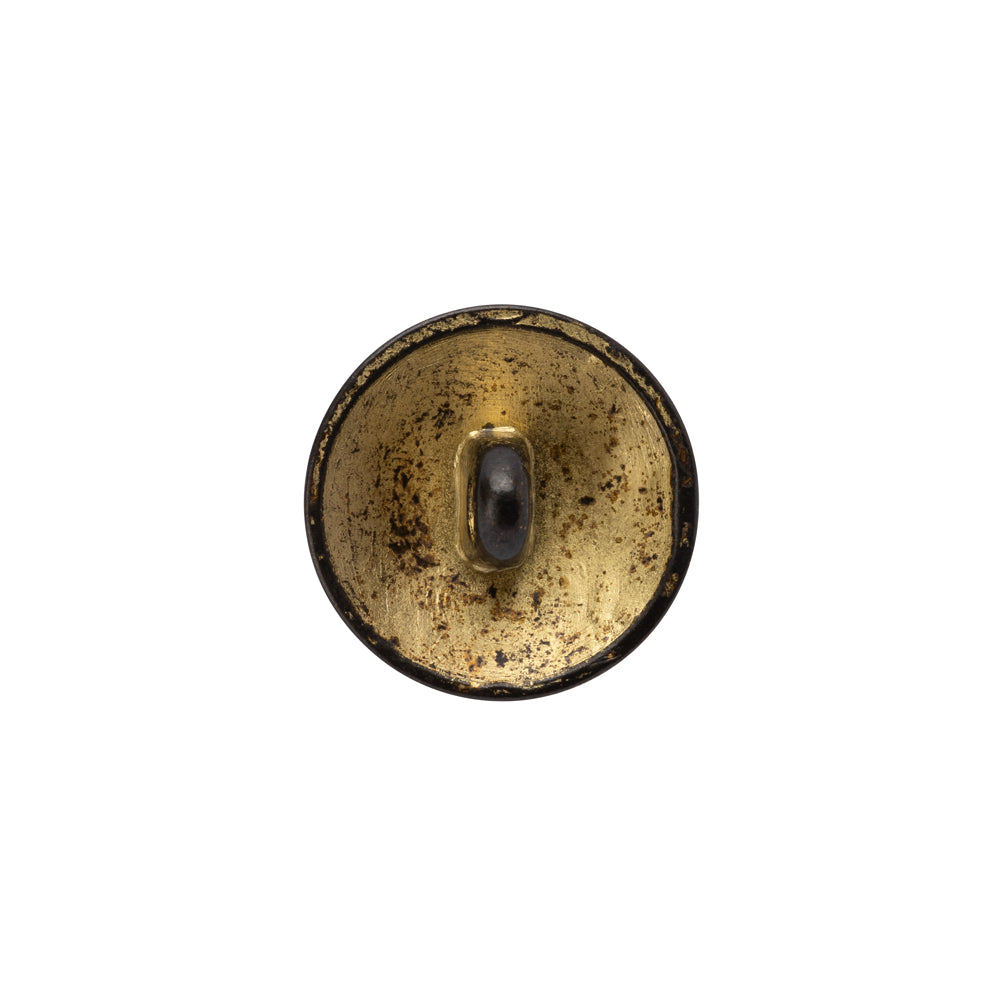 Metal Shank Back Button - 24L/15mm - Distressed Gold Crest - Folded Metal Shank Back Button - 24L/15mm - Distressed Gold Crest - Folded