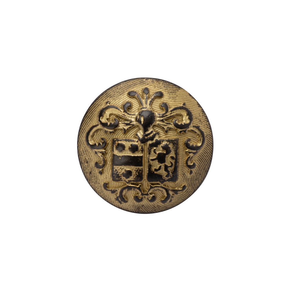 Metal Shank Back Button - 32L/20mm - Distressed Gold Crest Metal Shank Back Button - 32L/20mm - Distressed Gold Crest