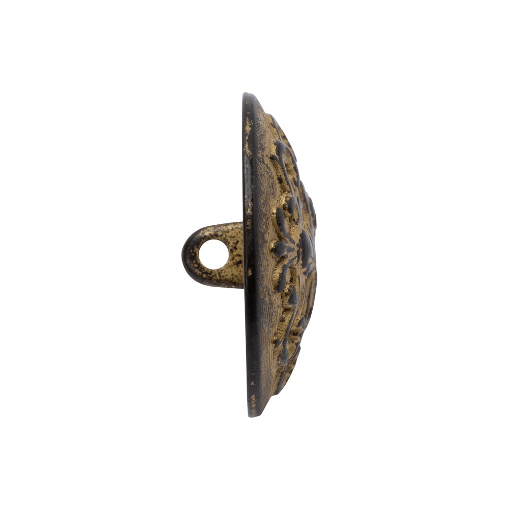 Metal Shank Back Button - 40L/25.5mm - Distressed Gold Crest - Folded Metal Shank Back Button - 40L/25.5mm - Distressed Gold Crest - Folded