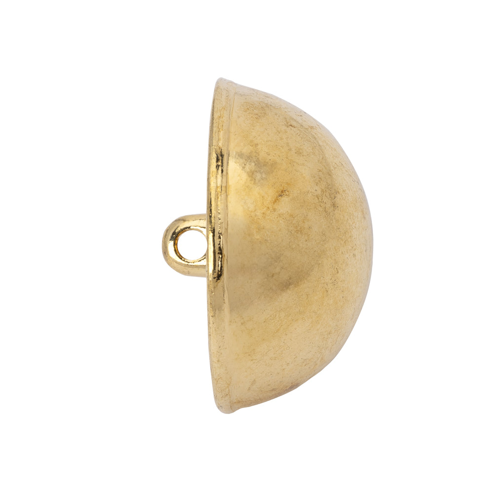 Metal Shank Back Button - 42L/27mm - Domed Gold - Folded Metal Shank Back Button - 42L/27mm - Domed Gold - Folded