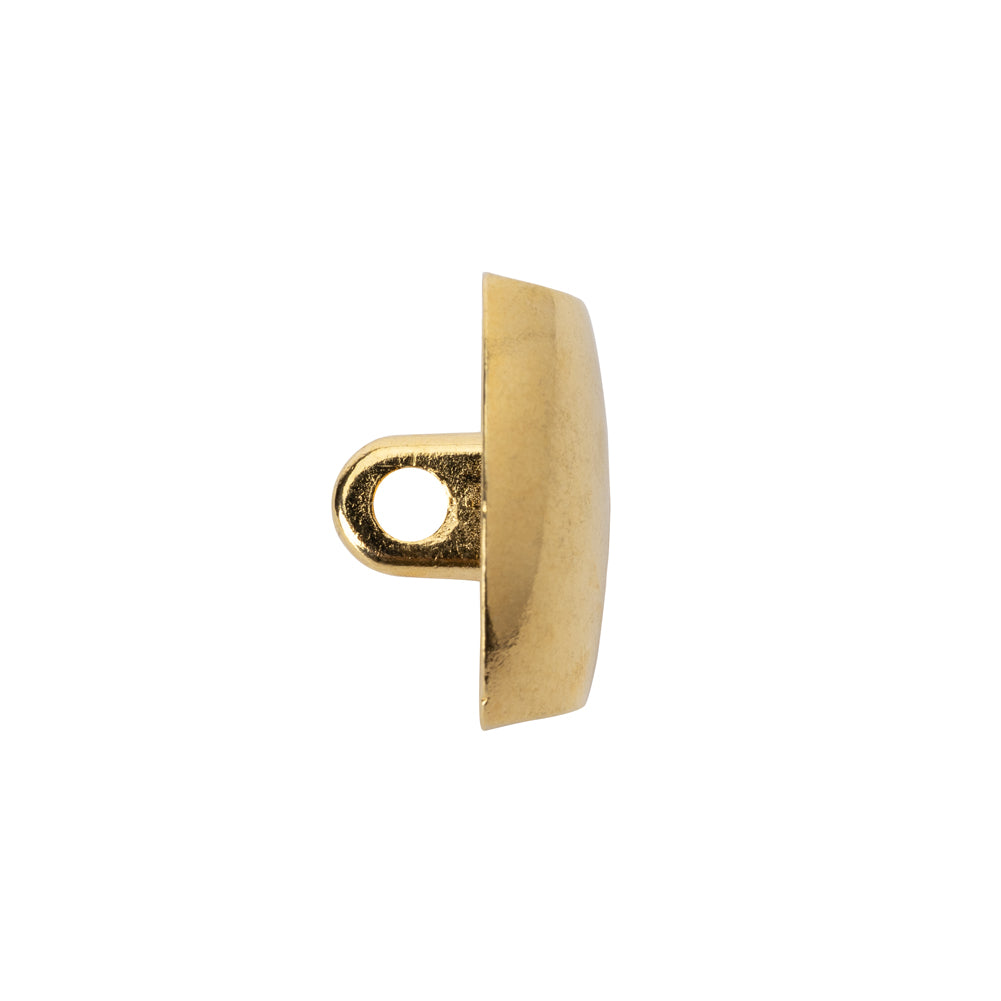 Rounded Rectangle Metal Shank Back Button - 32L/20mm - Bright Gold - Folded Rounded Rectangle Metal Shank Back Button - 32L/20mm - Bright Gold - Folded
