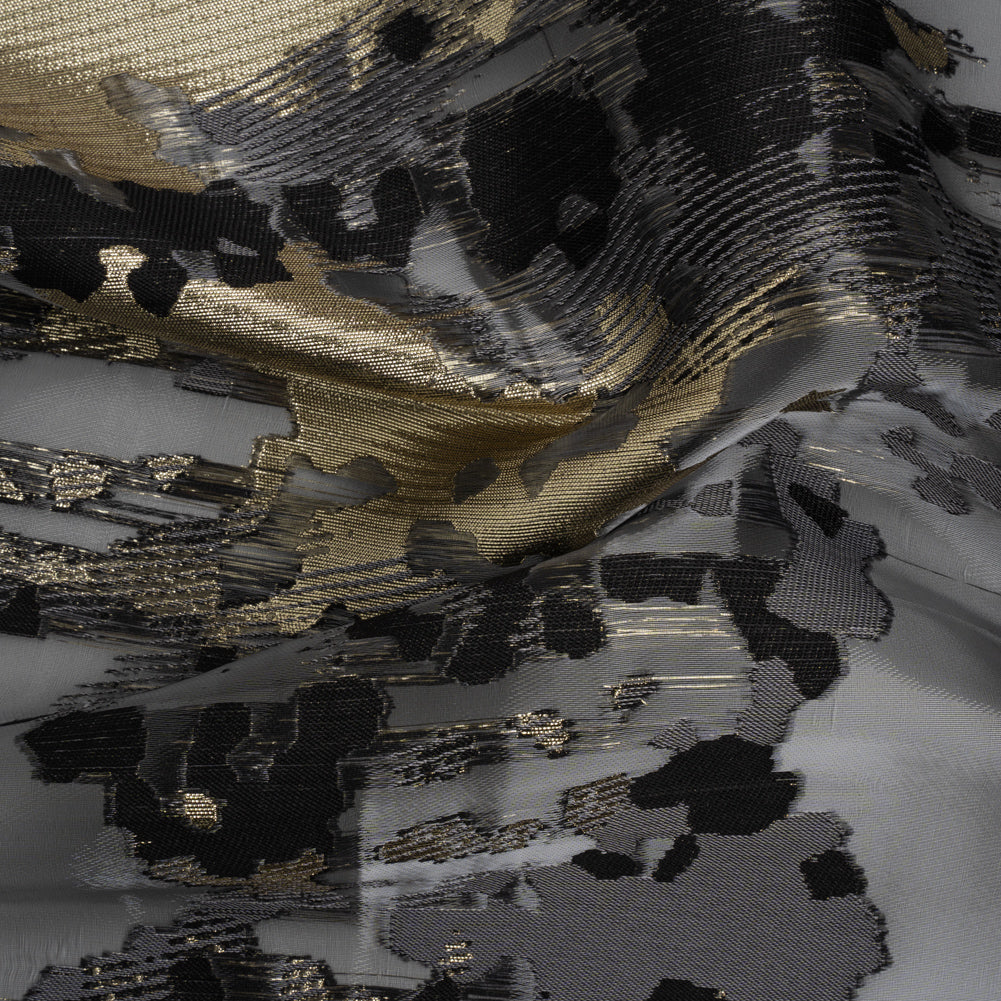 Gray, Black and Metallic Gold Abstract Luxury Burnout Brocade Gray, Black and Metallic Gold Abstract Luxury Burnout Brocade