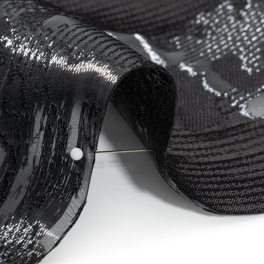 Metallic Black Abstract Luxury Burnout Brocade - Detail Metallic Black Abstract Luxury Burnout Brocade - Detail