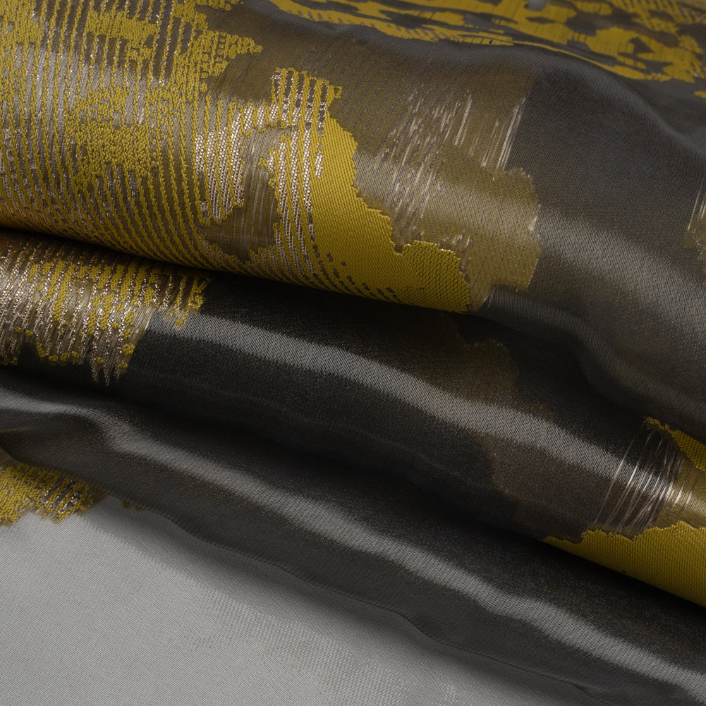 Yellow and Black Metallic Abstract Luxury Burnout Brocade Yellow and Black Metallic Abstract Luxury Burnout Brocade