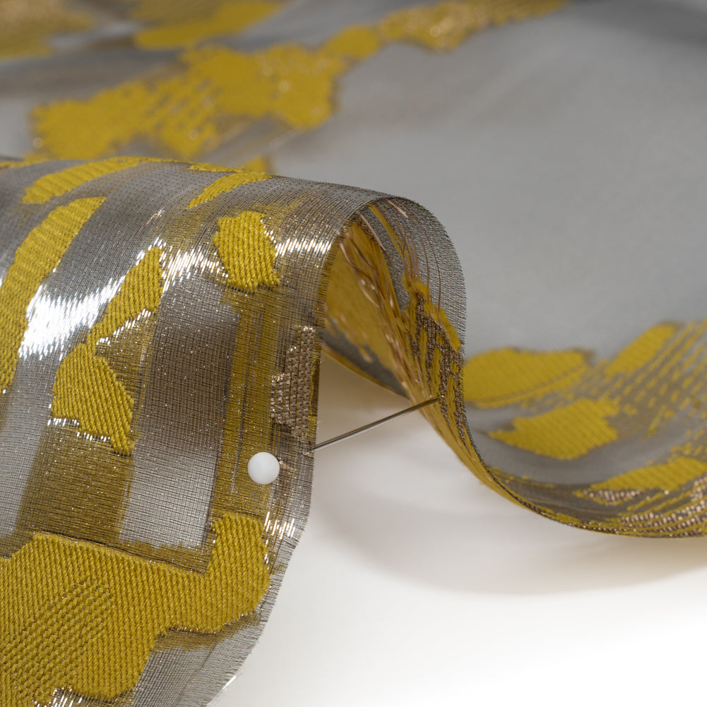 Yellow and Black Metallic Abstract Luxury Burnout Brocade Yellow and Black Metallic Abstract Luxury Burnout Brocade