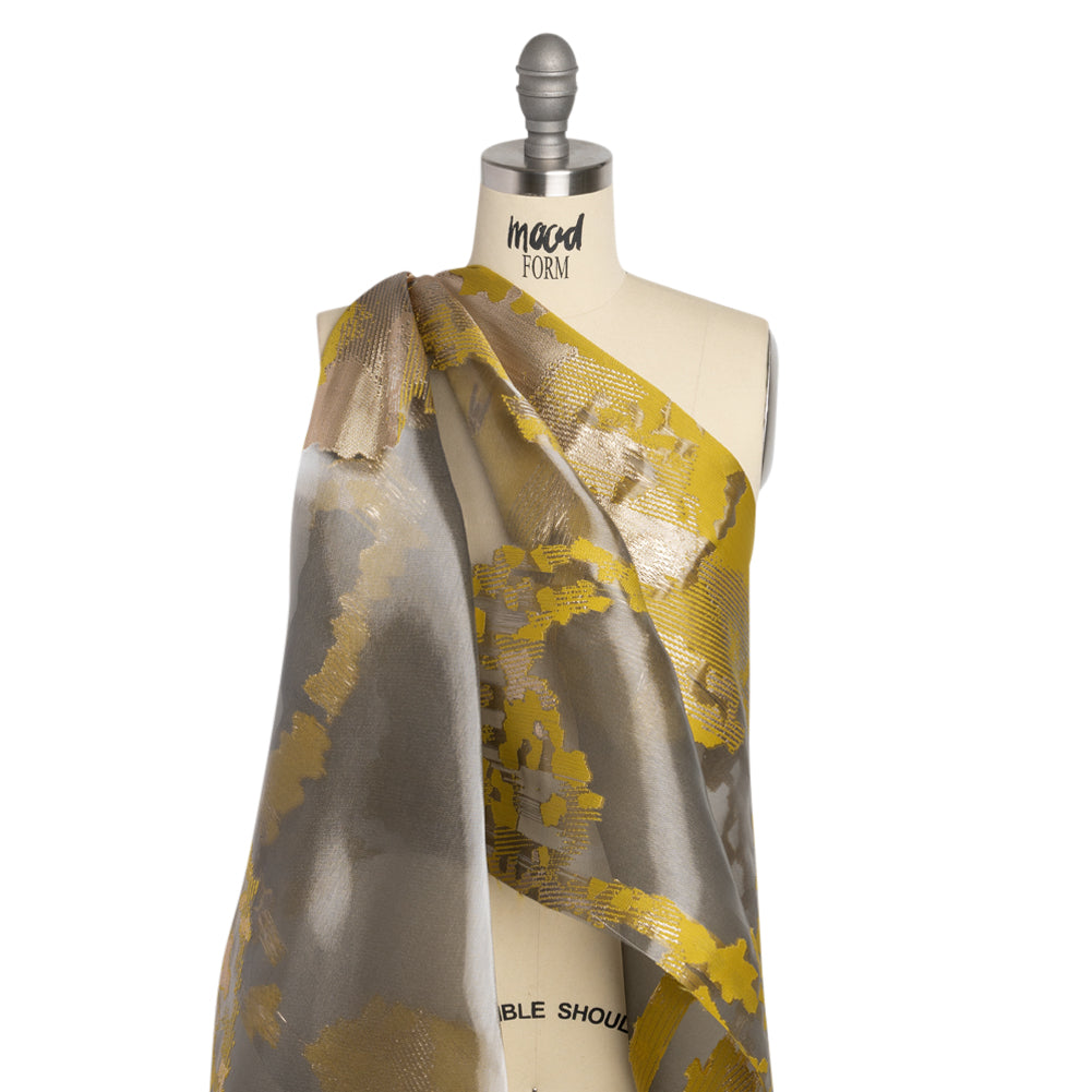 Yellow and Black Metallic Abstract Luxury Burnout Brocade Yellow and Black Metallic Abstract Luxury Burnout Brocade
