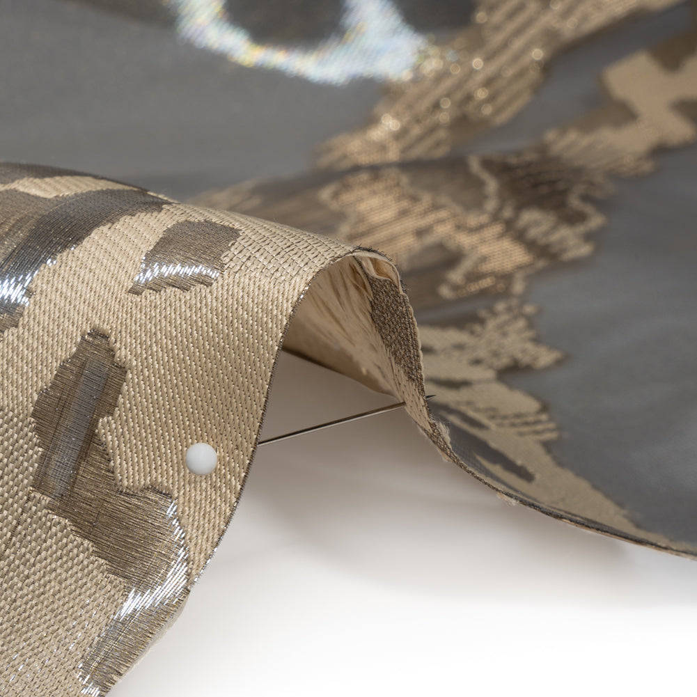 Beige and Black Metallic Abstract Luxury Burnout Brocade Beige and Black Metallic Abstract Luxury Burnout Brocade