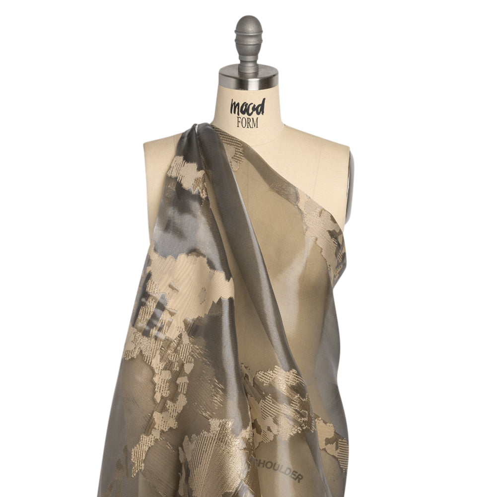 Beige and Black Metallic Abstract Luxury Burnout Brocade Beige and Black Metallic Abstract Luxury Burnout Brocade