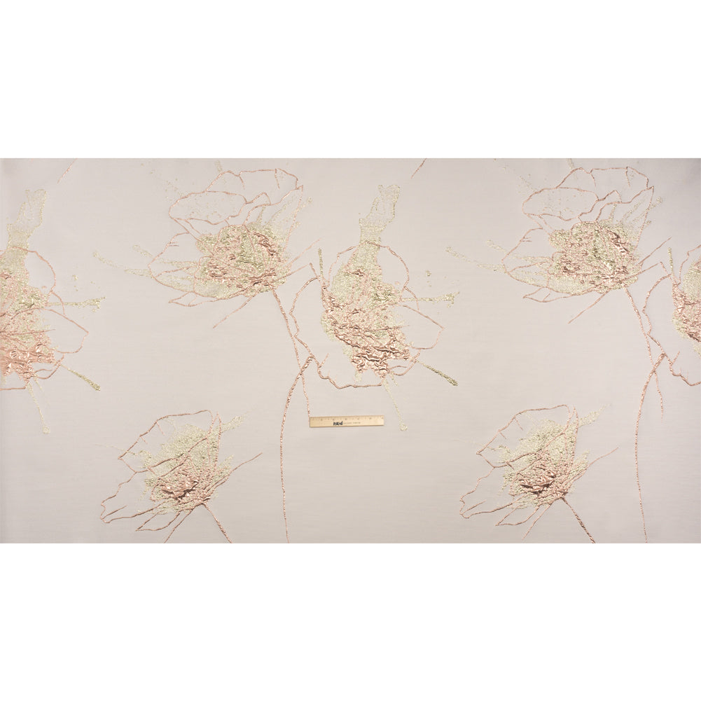 Metallic Rose Gold, Pale Gold and White Fanciful Floral Luxury Brocade Metallic Rose Gold, Pale Gold and White Fanciful Floral Luxury Brocade