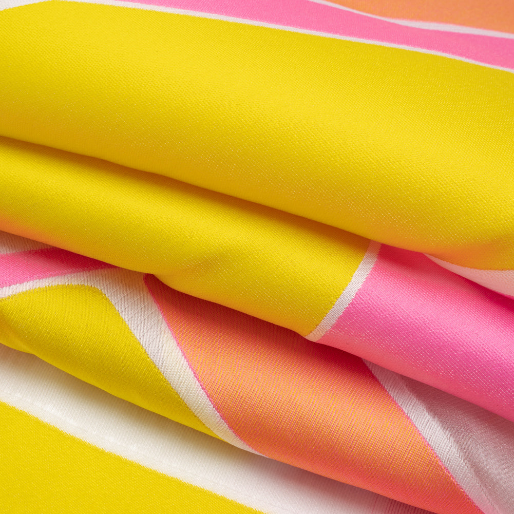 Hot Pink, Orange and Yellow Abstract Luxury Burnout Brocade - Folded Hot Pink, Orange and Yellow Abstract Luxury Burnout Brocade - Folded
