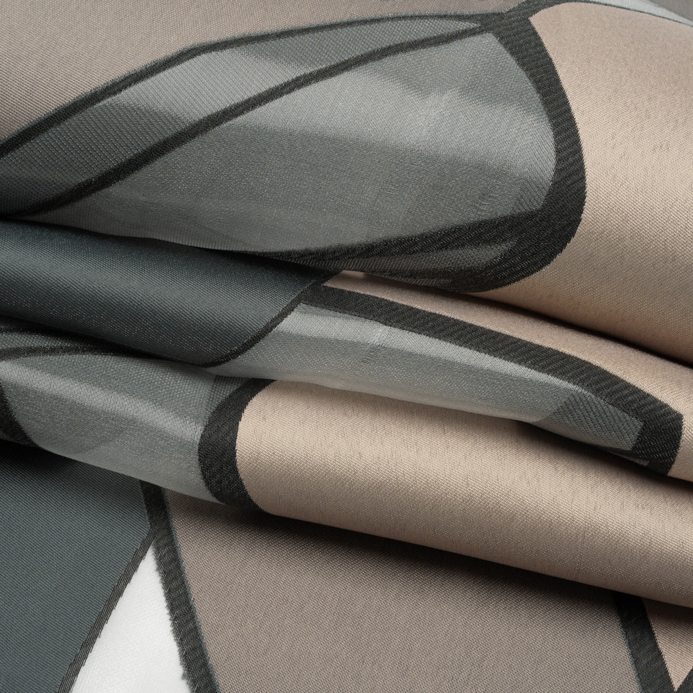 Taupe, Charcoal and Black Abstract Luxury Burnout Brocade Taupe, Charcoal and Black Abstract Luxury Burnout Brocade