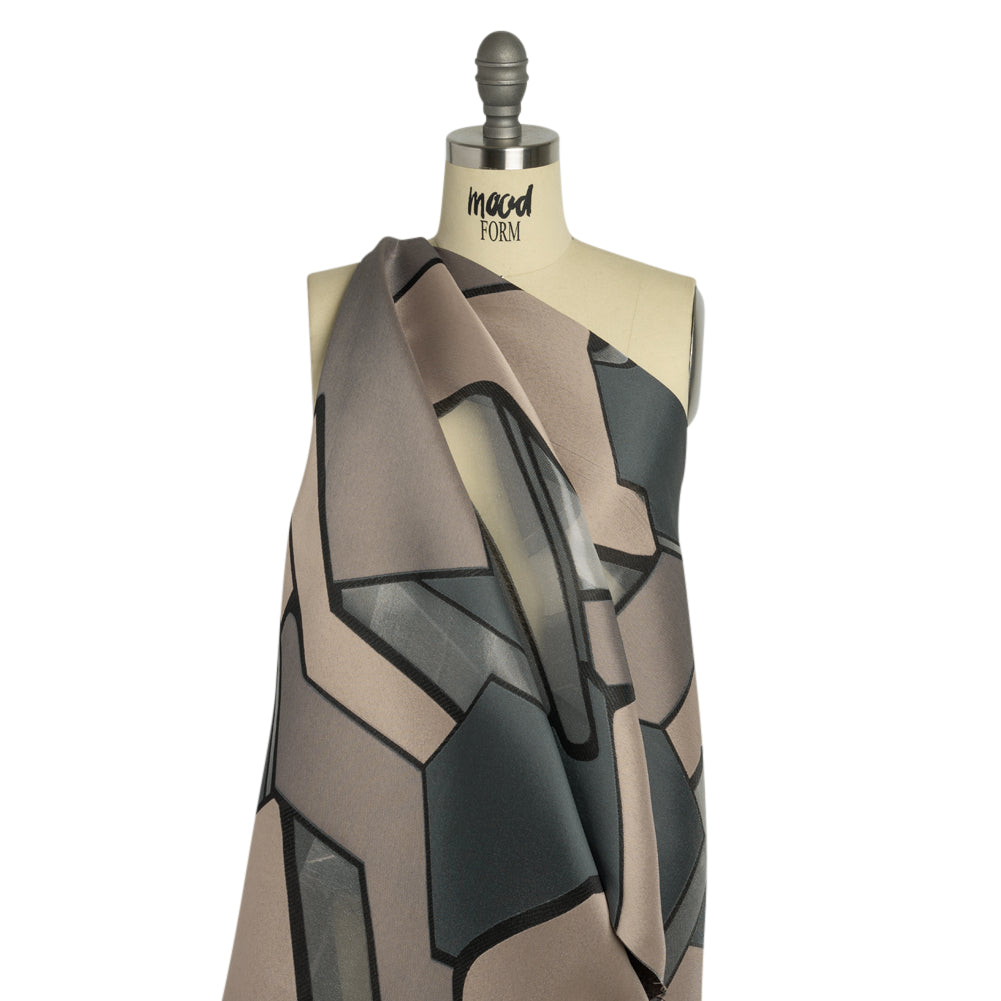 Taupe, Charcoal and Black Abstract Luxury Burnout Brocade Taupe, Charcoal and Black Abstract Luxury Burnout Brocade