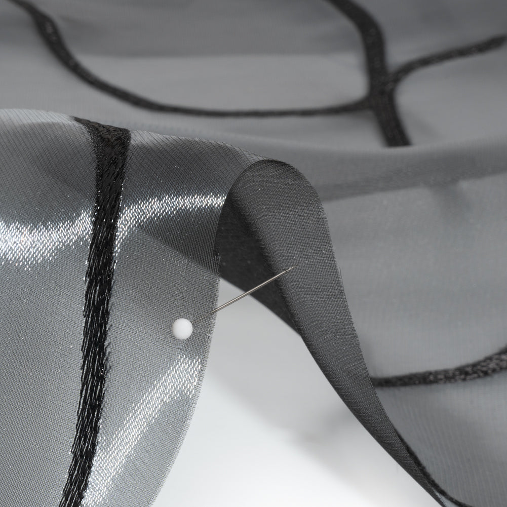 Metallic Black Flower Lines Luxury Burnout Brocade Metallic Black Flower Lines Luxury Burnout Brocade