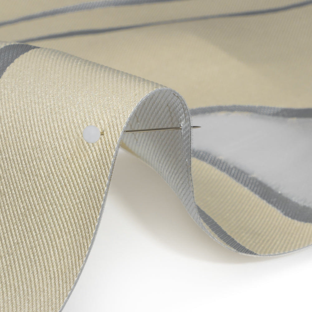 Metallic Silver and Beige Flowing Lines Luxury Burnout Brocade - Detail Metallic Silver and Beige Flowing Lines Luxury Burnout Brocade - Detail