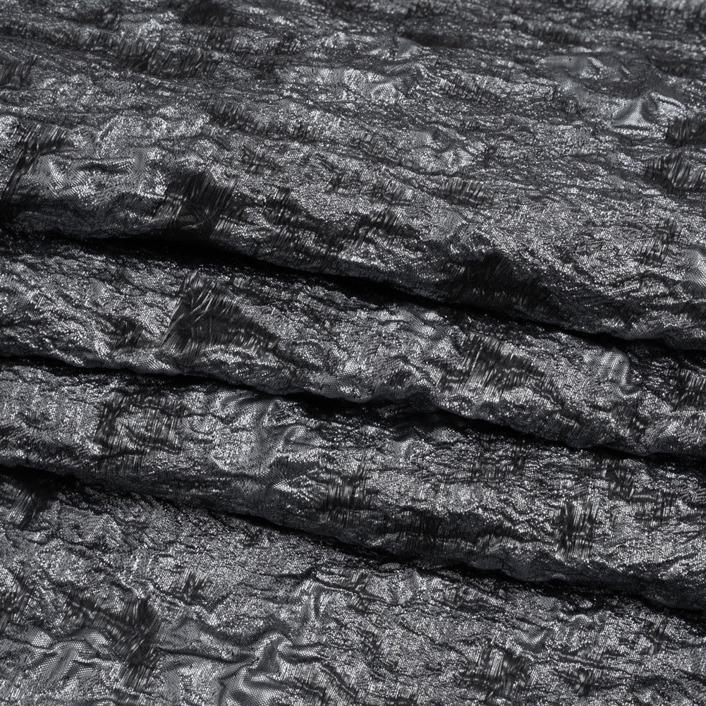 Metallic Silver and Gray Abstract Luxury Brocade - Folded Metallic Silver and Gray Abstract Luxury Brocade - Folded