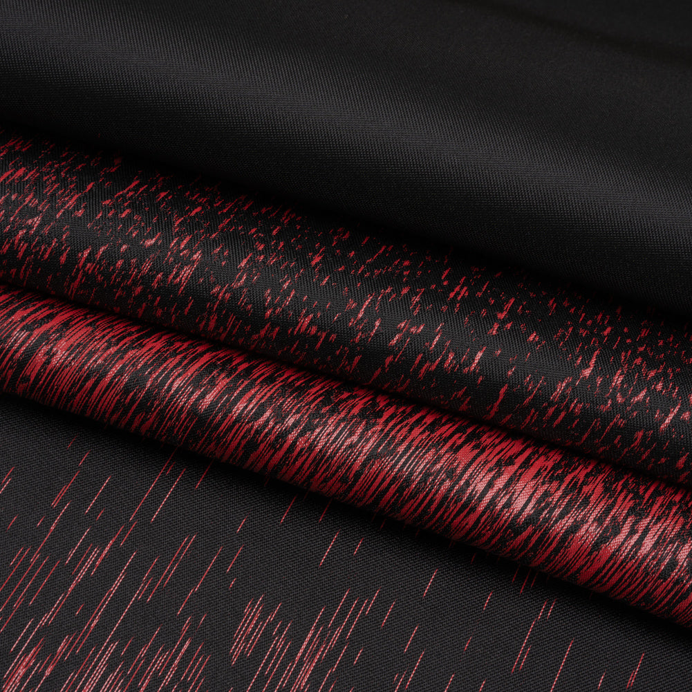 Black and Metallic Red Striated Luxury Brocade Black and Metallic Red Striated Luxury Brocade