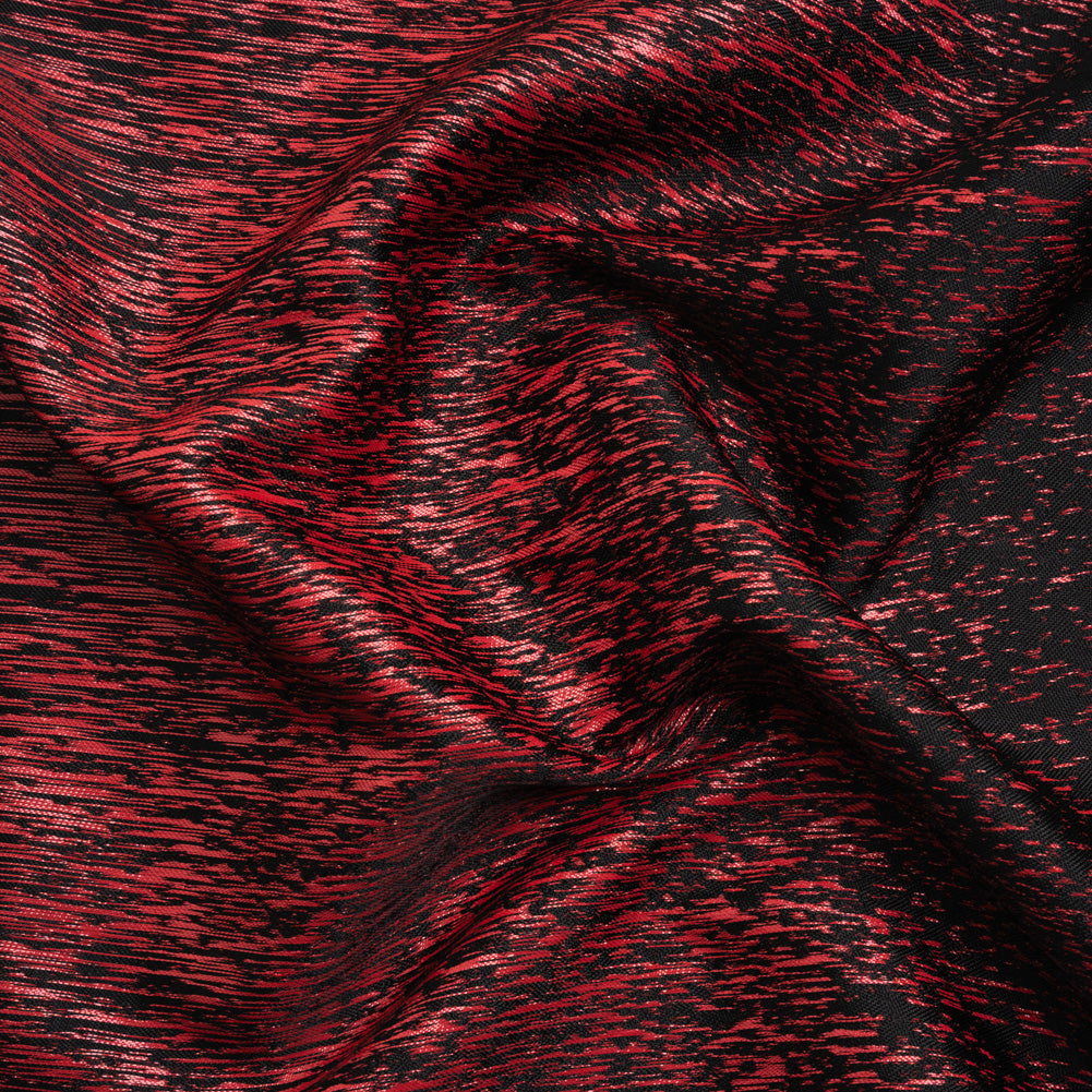 Black and Metallic Red Striated Luxury Brocade Black and Metallic Red Striated Luxury Brocade