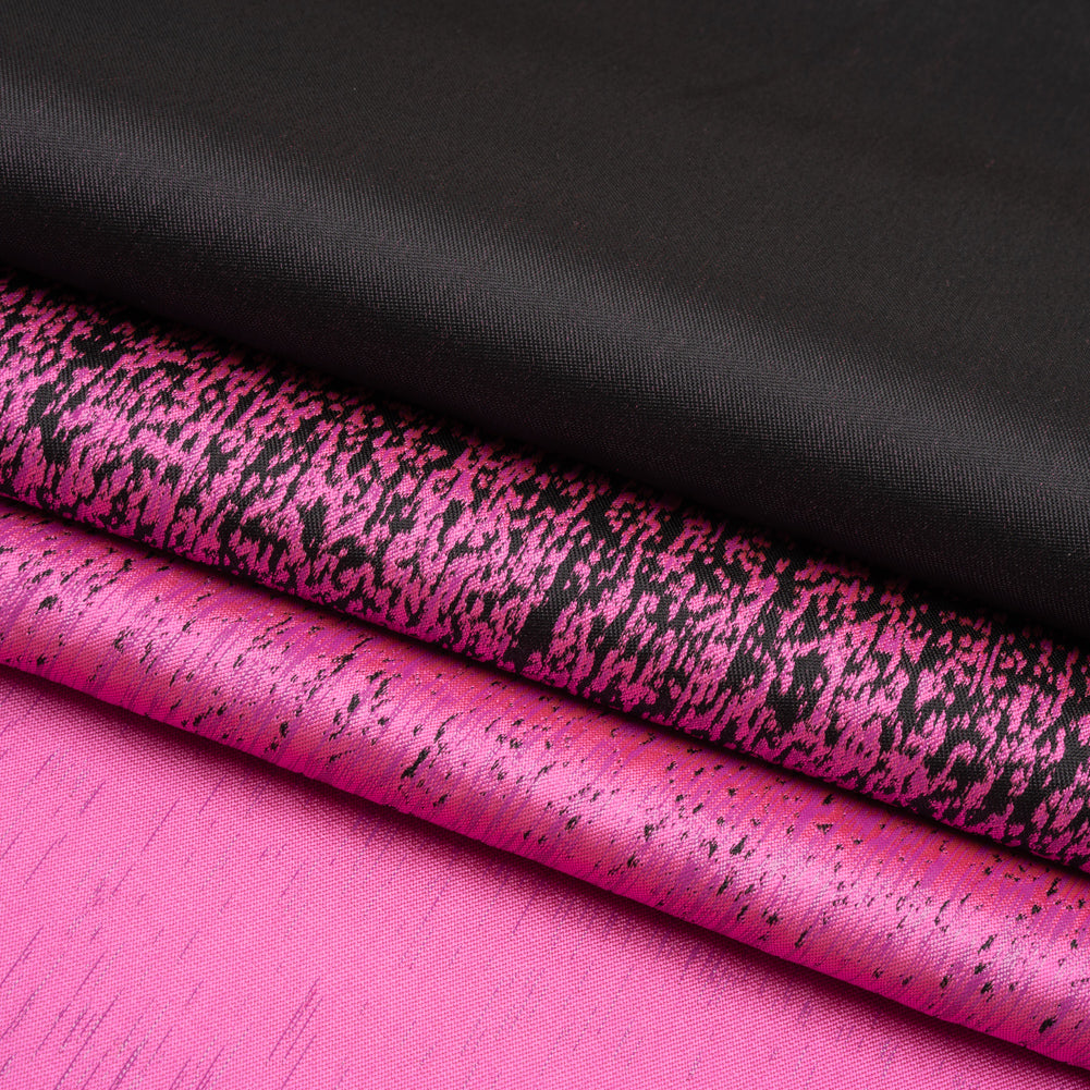 Magenta and Metallic Black Striated Luxury Brocade - Folded Magenta and Metallic Black Striated Luxury Brocade - Folded