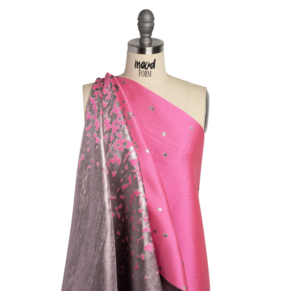 Metallic Hot Pink and Gray Spotted Gradient Luxury Brocade Metallic Hot Pink and Gray Spotted Gradient Luxury Brocade