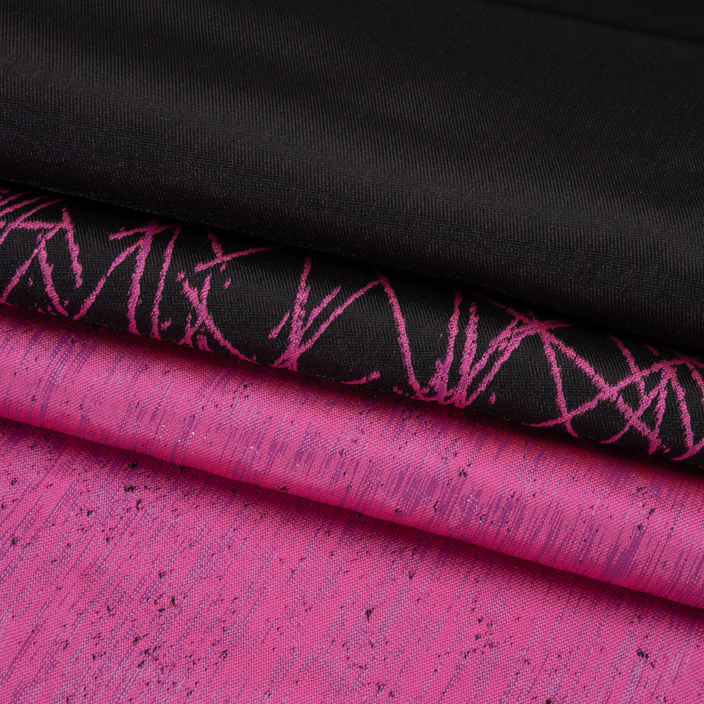 Metallic Magenta and Black Crosshatched Gradient Luxury Brocade - Folded Metallic Magenta and Black Crosshatched Gradient Luxury Brocade - Folded