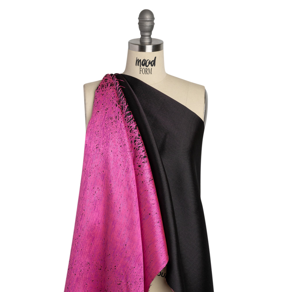 Metallic Magenta and Black Crosshatched Gradient Luxury Brocade - Drape Metallic Magenta and Black Crosshatched Gradient Luxury Brocade - Drape