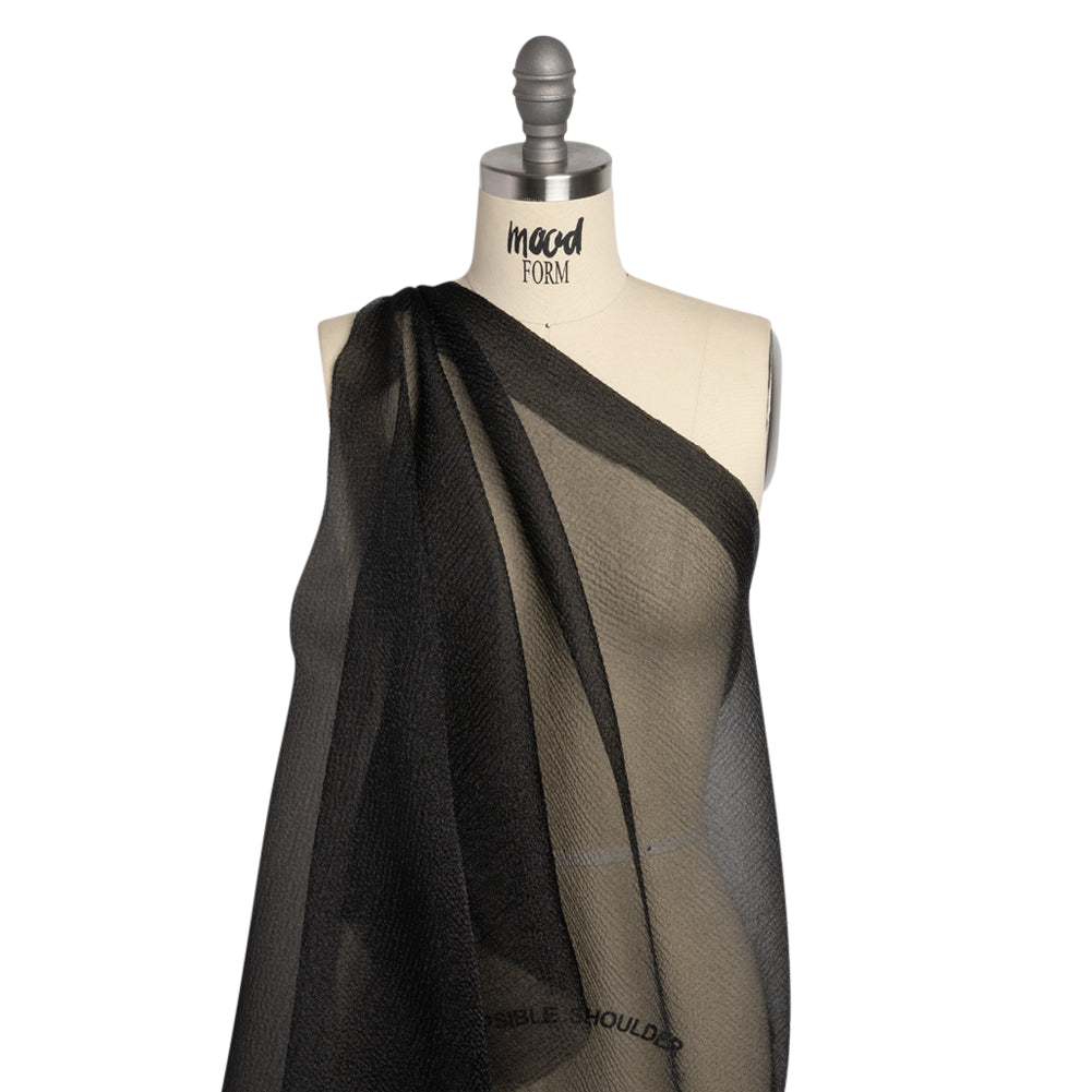 Black Bubbly Crinkled Organza Brocade - Drape Black Bubbly Crinkled Organza Brocade - Drape