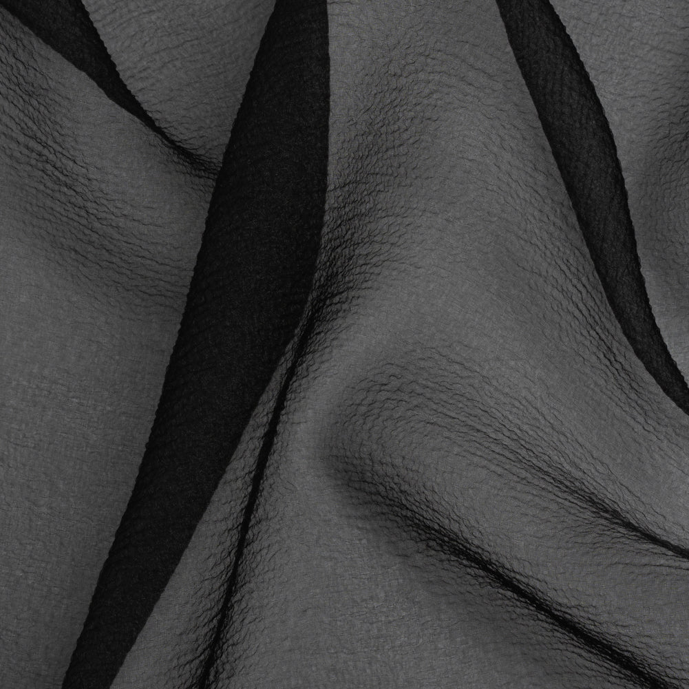Shimmering Black Bubbly Crinkled Organza Brocade Shimmering Black Bubbly Crinkled Organza Brocade