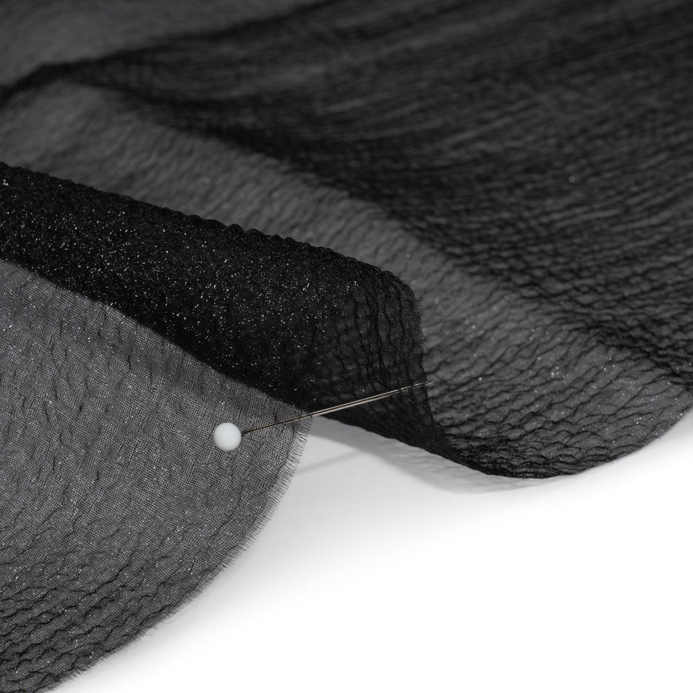 Black Iridescent Shimmer Bubbly Crinkled Organza Brocade Black Iridescent Shimmer Bubbly Crinkled Organza Brocade