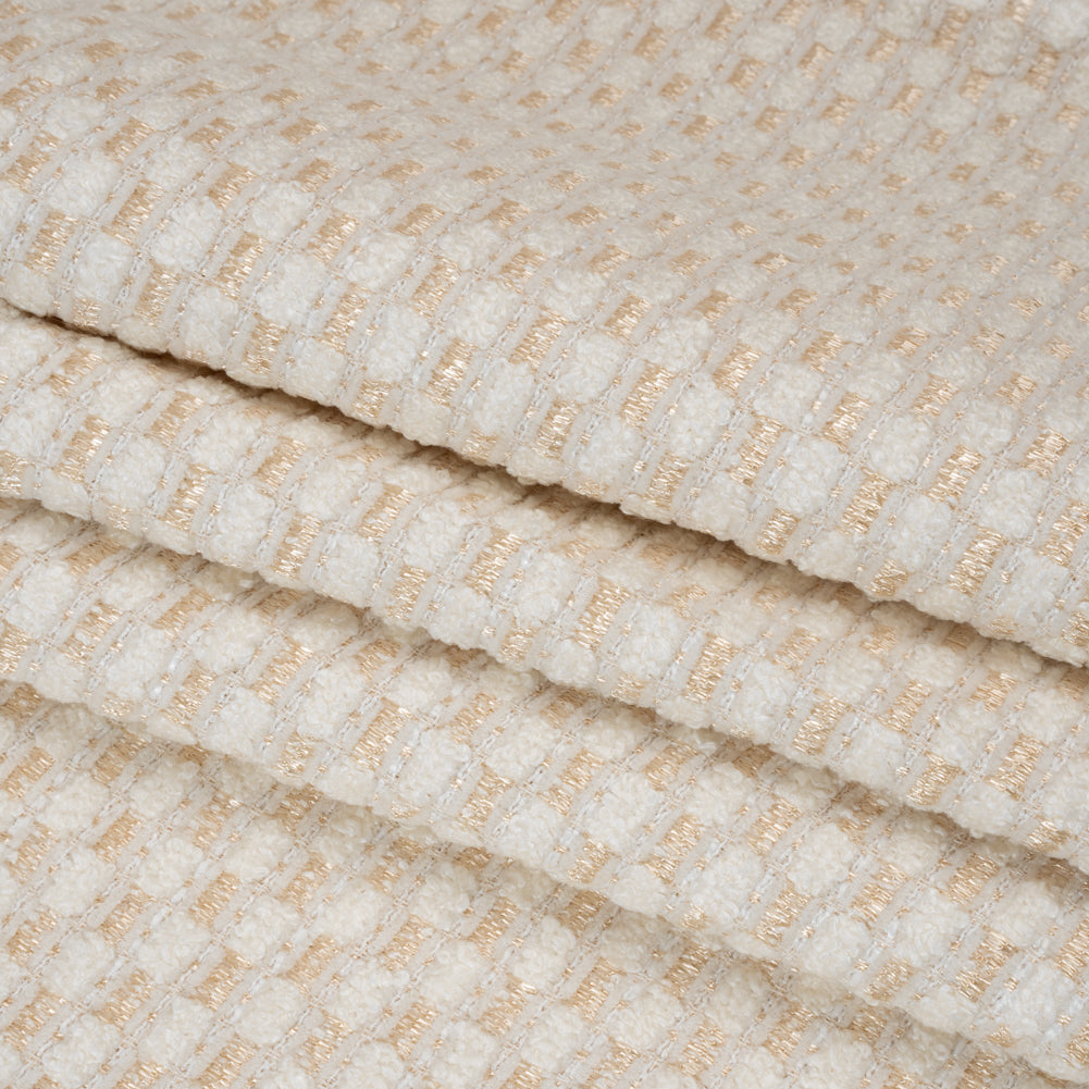 Pearl and White Luminous Checks Upholstery Boucle Folded Pearl and White Luminous Checks Upholstery Boucle Folded