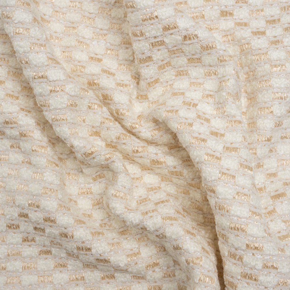 Pearl and White Luminous Checks Upholstery Boucle Pearl and White Luminous Checks Upholstery Boucle