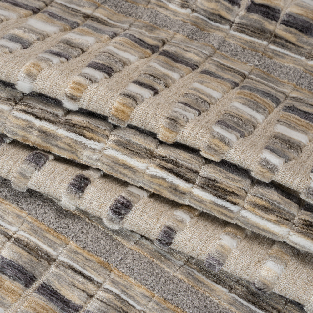 Sandstone Stripes and Plush Velvet Undulating Lines Upholstery Woven Folded Sandstone Stripes and Plush Velvet Undulating Lines Upholstery Woven Folded