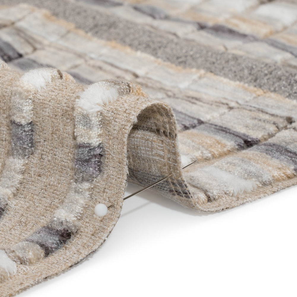 Sandstone Stripes and Plush Velvet Undulating Lines Upholstery Woven Detail Sandstone Stripes and Plush Velvet Undulating Lines Upholstery Woven Detail