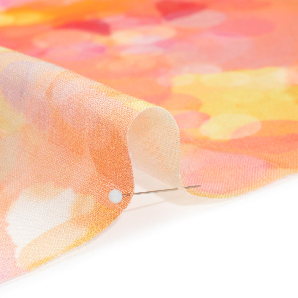 Yellow, Orange and Pink Sunburst Spots Medium Weight Linen Woven Yellow, Orange and Pink Sunburst Spots Medium Weight Linen Woven