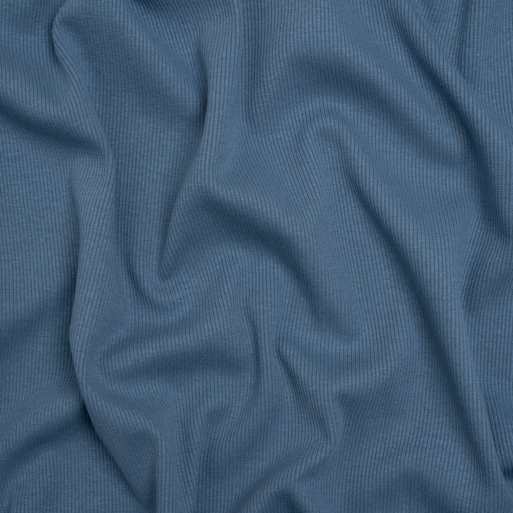 Stretch Cotton 2x2 Rib Knit - Country Blue - Deadstock Stretch Cotton 2x2 Rib Knit - Country Blue - Deadstock