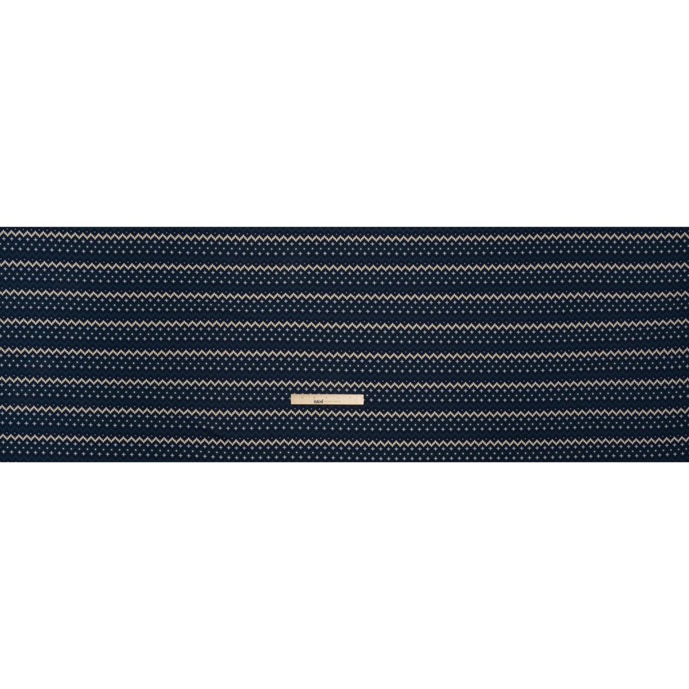 Stretch Modal and Cotton Jersey - Navy, Beige and Dark Teal Geometric Stripes - Deadstock Stretch Modal and Cotton Jersey - Navy, Beige and Dark Teal Geometric Stripes - Deadstock