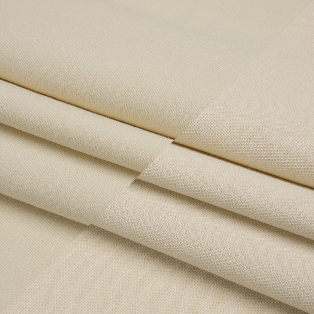 Polyester and Viscose Pique Knit - Ecru - Deadstock Polyester and Viscose Pique Knit - Ecru - Deadstock