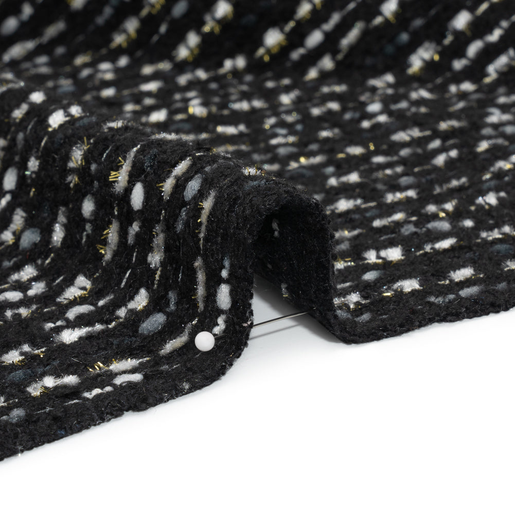 Black, White and Gold Boucle Striped Acrylic Tweed Detail Black, White and Gold Boucle Striped Acrylic Tweed Detail