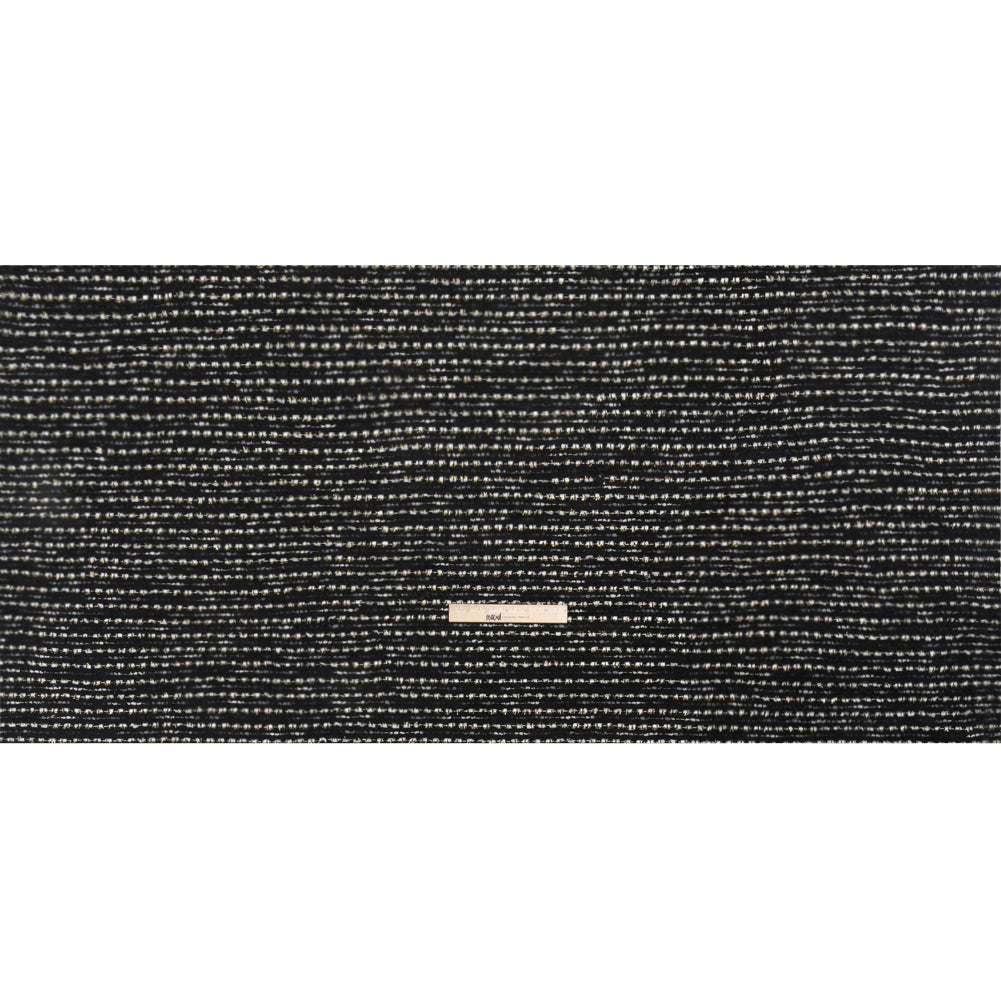 Black, White and Gold Boucle Striped Acrylic Tweed Full Black, White and Gold Boucle Striped Acrylic Tweed Full