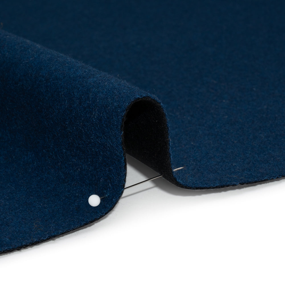 Dark Blue and Black Brushed Wool Blend Twill Double Cloth Coating Detail Dark Blue and Black Brushed Wool Blend Twill Double Cloth Coating Detail
