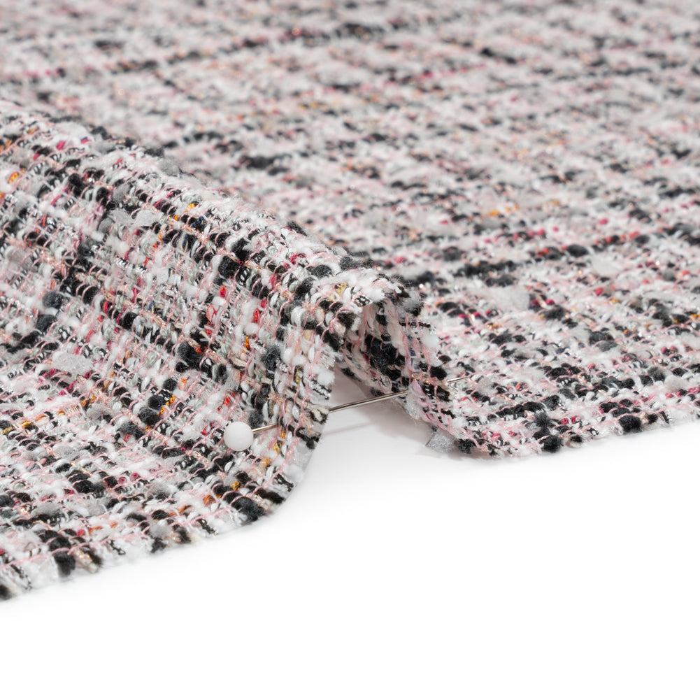 Pink, Black and White Checked Cotton and Acrylic Tweed Detail Pink, Black and White Checked Cotton and Acrylic Tweed Detail
