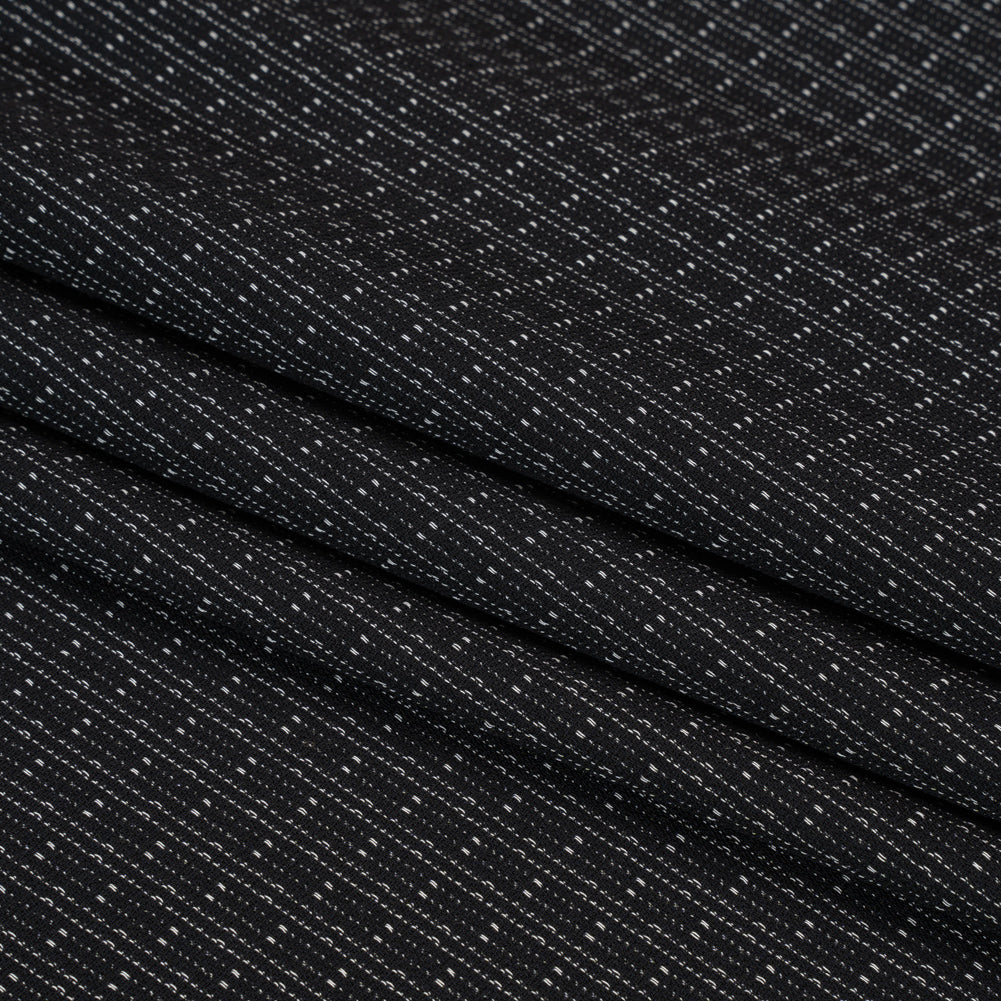 Black and Gray Dashes and Stripes Drapey Polyester Woven Folded Black and Gray Dashes and Stripes Drapey Polyester Woven Folded