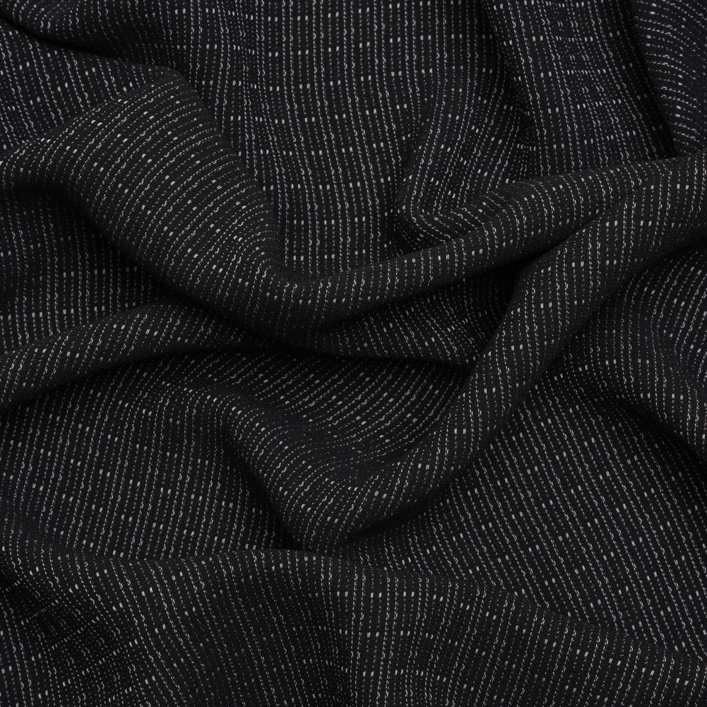 Black and Gray Dashes and Stripes Drapey Polyester Woven Black and Gray Dashes and Stripes Drapey Polyester Woven