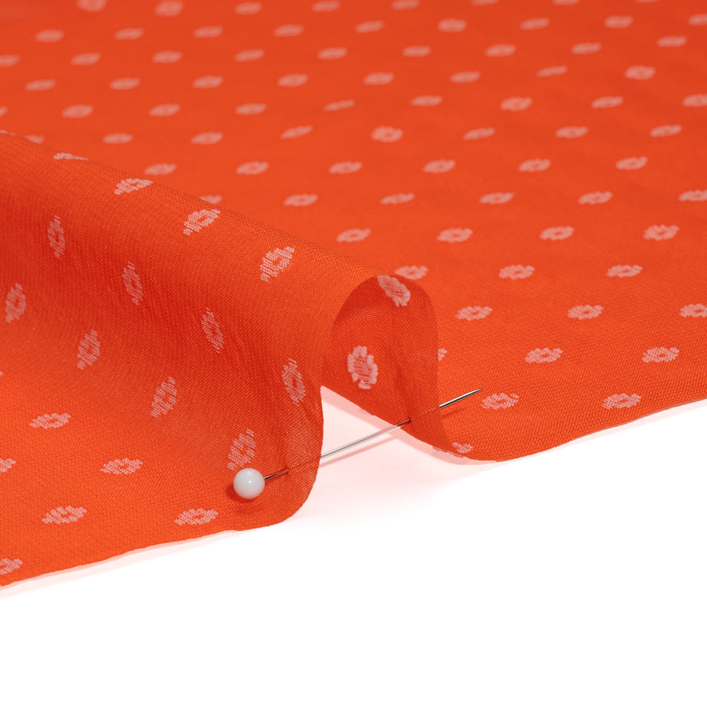 Orange and White Woven Diamond Dots Polyester Chiffon Detail Orange and White Woven Diamond Dots Polyester Chiffon Detail