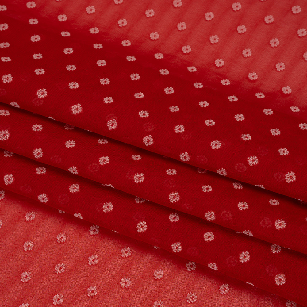 Red and White Woven Diamond Dots Polyester Chiffon Folded Red and White Woven Diamond Dots Polyester Chiffon Folded